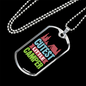 Camper Necklace Cutest Little Camper Blue Green Necklace Stainless Steel or 18k Gold Dog Tag 24" Chain-Express Your Love Gifts
