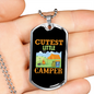 Camper Necklace Cutest Little Camper Yellow Necklace Stainless Steel or 18k Gold Dog Tag 24" Chain-Express Your Love Gifts