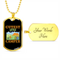 Camper Necklace Cutest Little Camper Yellow Necklace Stainless Steel or 18k Gold Dog Tag 24" Chain-Express Your Love Gifts