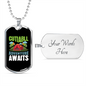 Camper Necklace Cutiabll Adventure Awaits Red Tent Necklace Stainless Steel or 18k Gold Dog Tag 24" Chain-Express Your Love Gifts