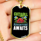Camper Necklace Cutiabll Adventure Awaits Red Tent Necklace Stainless Steel or 18k Gold Dog Tag 24" Chain-Express Your Love Gifts