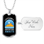 Camper Necklace Cutiabll Adventure Awaits Yellow Mountain Necklace Stainless Steel or 18k Gold Dog Tag 24" Chain-Express Your Love Gifts