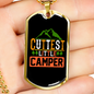 Camper Necklace Cuttest Little Camper Orange Necklace Stainless Steel or 18k Gold Dog Tag 24" Chain-Express Your Love Gifts