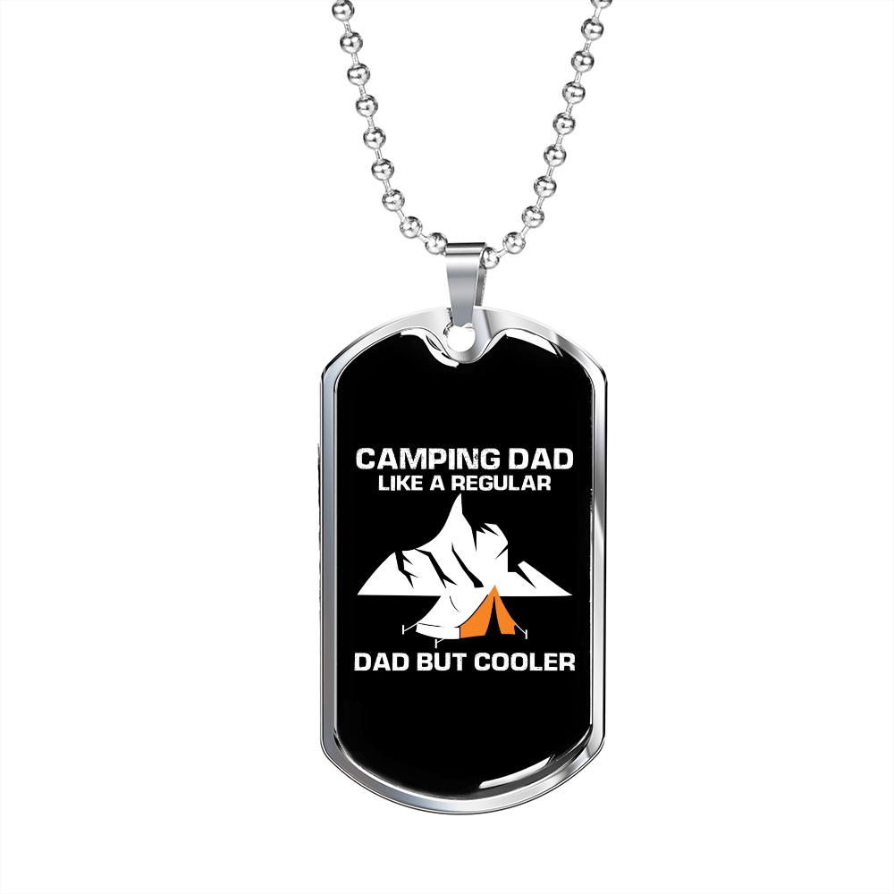 Camper Necklace Dad But Cooler White Necklace Stainless Steel or 18k Gold Dog Tag 24" Chain-Express Your Love Gifts