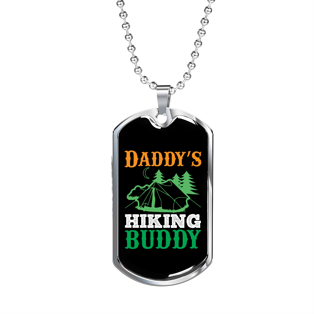 Camper Necklace Daddy's Camping Buddy Necklace Stainless Steel or 18k Gold Dog Tag 24" Chain-Express Your Love Gifts