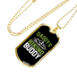 Camper Necklace Daddy's Hiking Buddy Green Necklace Stainless Steel or 18k Gold Dog Tag 24" Chain-Express Your Love Gifts
