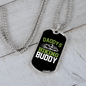Camper Necklace Daddy's Hiking Buddy Green Necklace Stainless Steel or 18k Gold Dog Tag 24" Chain-Express Your Love Gifts