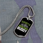 Camper Necklace Daddy's Hiking Buddy Green Necklace Stainless Steel or 18k Gold Dog Tag 24" Chain-Express Your Love Gifts