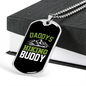 Camper Necklace Daddy's Hiking Buddy Green Necklace Stainless Steel or 18k Gold Dog Tag 24" Chain-Express Your Love Gifts