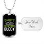 Camper Necklace Daddy's Hiking Buddy Green Necklace Stainless Steel or 18k Gold Dog Tag 24" Chain-Express Your Love Gifts