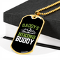 Camper Necklace Daddy's Hiking Buddy Green Necklace Stainless Steel or 18k Gold Dog Tag 24" Chain-Express Your Love Gifts