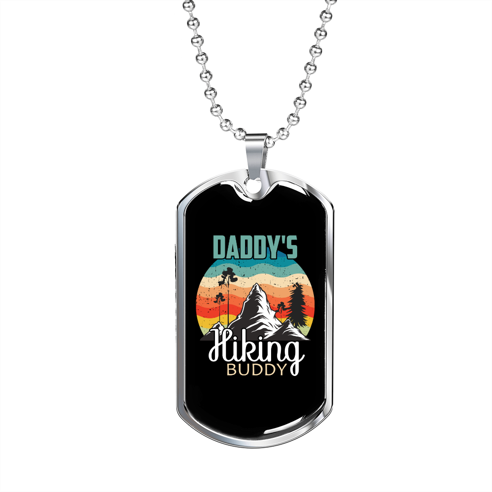 Camper Necklace Daddy's Hiking Buddy Necklace Stainless Steel or 18k Gold Dog Tag 24" Chain-Express Your Love Gifts