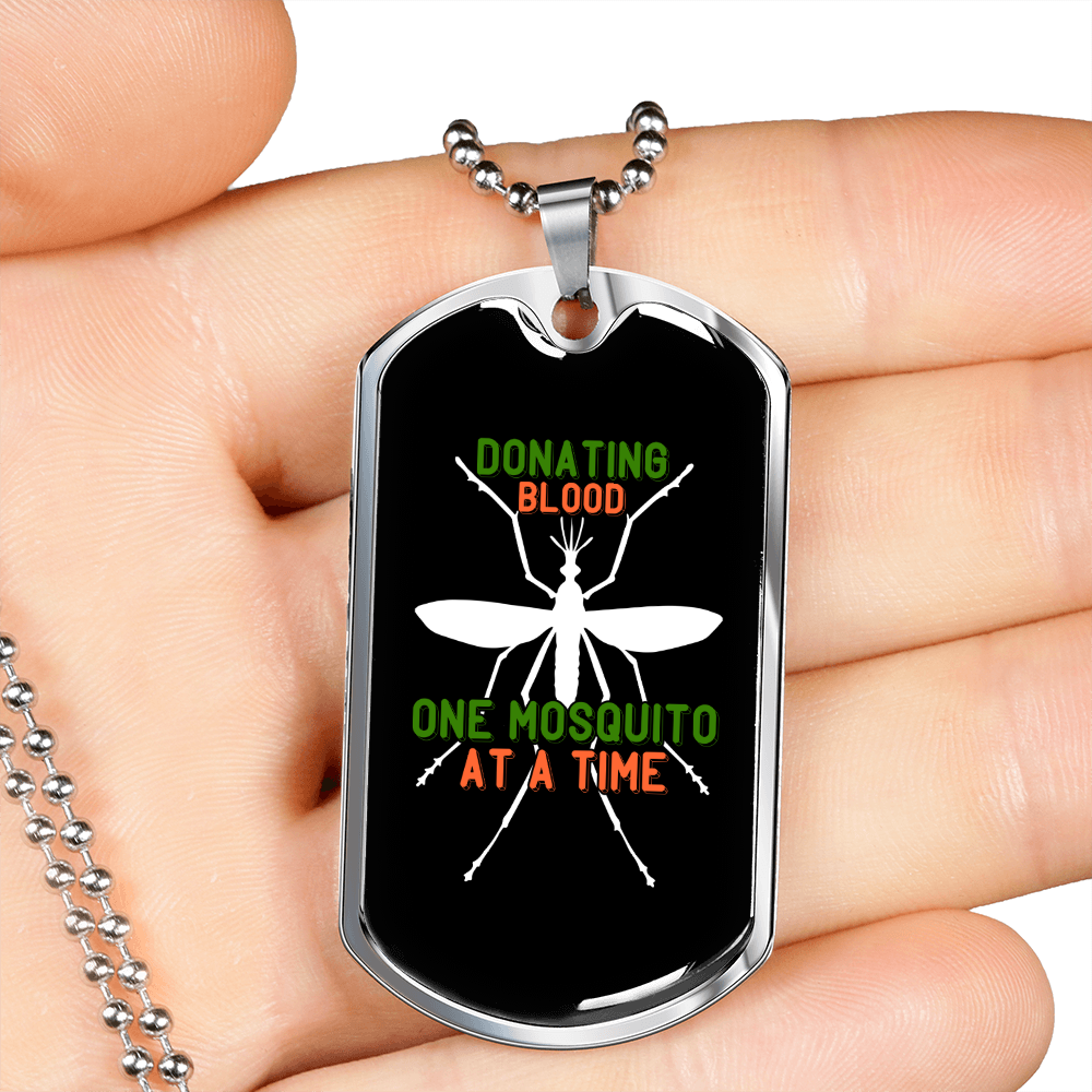 Camper Necklace Donating Blood Necklace Stainless Steel or 18k Gold Dog Tag 24" Chain-Express Your Love Gifts