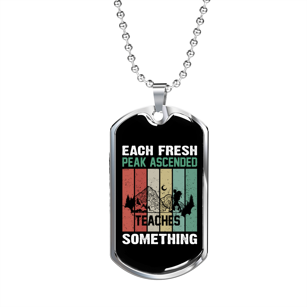 Camper Necklace Each Fresh Peak Necklace Stainless Steel or 18k Gold Dog Tag 24" Chain-Express Your Love Gifts