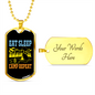 Camper Necklace Eat Sleep Camp Repeat Necklace Stainless Steel or 18k Gold Dog Tag 24" Chain-Express Your Love Gifts