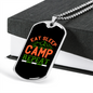 Camper Necklace Eat Sleep Camp Repeat Red Necklace Stainless Steel or 18k Gold Dog Tag 24" Chain-Express Your Love Gifts