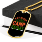 Camper Necklace Eat Sleep Camp Repeat Red Necklace Stainless Steel or 18k Gold Dog Tag 24" Chain-Express Your Love Gifts