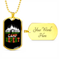 Camper Necklace Eat Sleep Camp Repeat White Mountain Necklace Stainless Steel or 18k Gold Dog Tag 24" Chain-Express Your Love Gifts