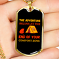 Camper Necklace End of Comfort Zone Necklace Stainless Steel or 18k Gold Dog Tag 24" Chain-Express Your Love Gifts