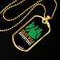 Camper Necklace Enjoy Wild Adventures Green Tent Necklace Stainless Steel or 18k Gold Dog Tag 24" Chain-Express Your Love Gifts