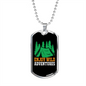 Camper Necklace Enjoy Wild Adventures Green Tent Necklace Stainless Steel or 18k Gold Dog Tag 24" Chain-Express Your Love Gifts