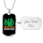 Camper Necklace Enjoy Wild Adventures Green Tent Necklace Stainless Steel or 18k Gold Dog Tag 24" Chain-Express Your Love Gifts