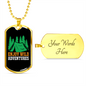 Camper Necklace Enjoy Wild Adventures Green Tent Necklace Stainless Steel or 18k Gold Dog Tag 24" Chain-Express Your Love Gifts