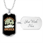 Camper Necklace Explore Beautiful America Necklace Stainless Steel or 18k Gold Dog Tag 24" Chain-Express Your Love Gifts