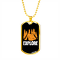 Camper Necklace Explore Necklace Stainless Steel or 18k Gold Dog Tag 24" Chain-Express Your Love Gifts