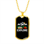 Camper Necklace Explore White Mountain Necklace Stainless Steel or 18k Gold Dog Tag 24" Chain-Express Your Love Gifts