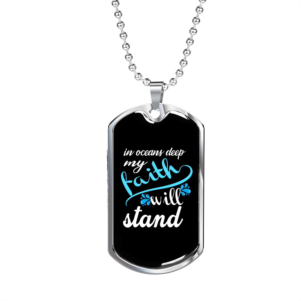 Camper Necklace Faith Can Move Mountains Necklace Stainless Steel or 18k Gold Dog Tag 24" Chain-Express Your Love Gifts