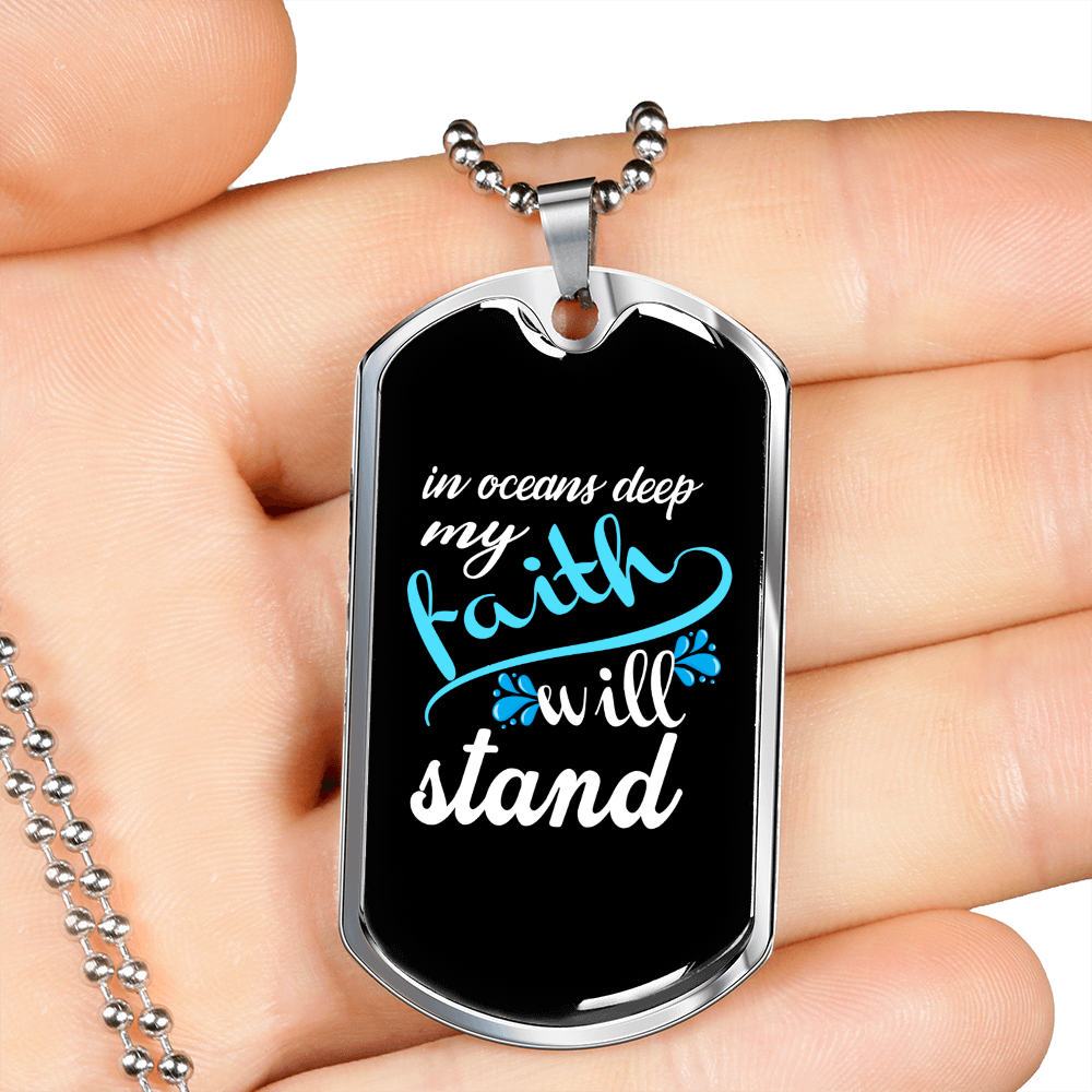Camper Necklace Faith Will Stand Necklace Stainless Steel or 18k Gold Dog Tag 24" Chain-Express Your Love Gifts