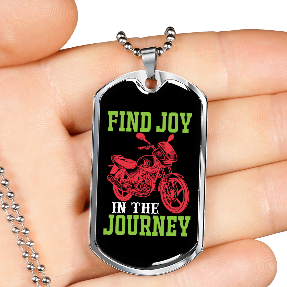 Camper Necklace Find Joy in The Journey Necklace Stainless Steel or 18k Gold Dog Tag 24" Chain-Express Your Love Gifts