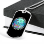 Camper Necklace Fish Ocean Swimming Necklace Stainless Steel or 18k Gold Dog Tag 24" Chain-Express Your Love Gifts