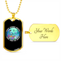 Camper Necklace Fish Ocean Swimming Necklace Stainless Steel or 18k Gold Dog Tag 24" Chain-Express Your Love Gifts