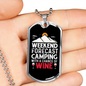 Camper Necklace Forecast Camping Wine Necklace Stainless Steel or 18k Gold Dog Tag 24" Chain-Express Your Love Gifts