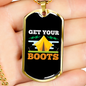 Camper Necklace Get Your Boots Yellow Tent Necklace Stainless Steel or 18k Gold Dog Tag 24" Chain-Express Your Love Gifts