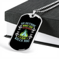 Camper Necklace Go Outside Bear Kills You Necklace Stainless Steel or 18k Gold Dog Tag 24" Chain-Express Your Love Gifts