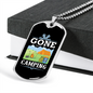 Camper Necklace Gone Camping Campsite Necklace Stainless Steel or 18k Gold Dog Tag 24" Chain-Express Your Love Gifts