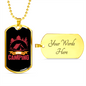 Camper Necklace Gone Camping Pink Necklace Stainless Steel or 18k Gold Dog Tag 24" Chain-Express Your Love Gifts