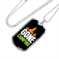 Camper Necklace Gone Camping Yellow Mountain Necklace Stainless Steel or 18k Gold Dog Tag 24" Chain-Express Your Love Gifts