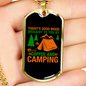 Camper Necklace Good Mood Coffee and Camping Necklace Stainless Steel or 18k Gold Dog Tag 24" Chain-Express Your Love Gifts