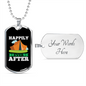 Camper Necklace Happily Ever After Yellow Tent Necklace Stainless Steel or 18k Gold Dog Tag 24" Chain-Express Your Love Gifts