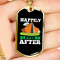 Camper Necklace Happily Ever After Yellow Tent Necklace Stainless Steel or 18k Gold Dog Tag 24" Chain-Express Your Love Gifts