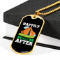 Camper Necklace Happily Ever After Yellow Tent Necklace Stainless Steel or 18k Gold Dog Tag 24" Chain-Express Your Love Gifts