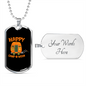Camper Necklace Happy Camp-O-Ween Necklace Stainless Steel or 18k Gold Dog Tag 24" Chain-Express Your Love Gifts