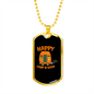 Camper Necklace Happy Camp-O-Ween Necklace Stainless Steel or 18k Gold Dog Tag 24" Chain-Express Your Love Gifts