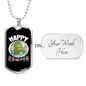 Camper Necklace Happy Camper Backpack Necklace Stainless Steel or 18k Gold Dog Tag 24" Chain-Express Your Love Gifts