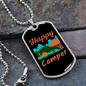 Camper Necklace Happy Camper Orange Necklace Stainless Steel or 18k Gold Dog Tag 24" Chain-Express Your Love Gifts