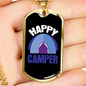 Camper Necklace Happy Camper Purple Necklace Stainless Steel or 18k Gold Dog Tag 24" Chain-Express Your Love Gifts
